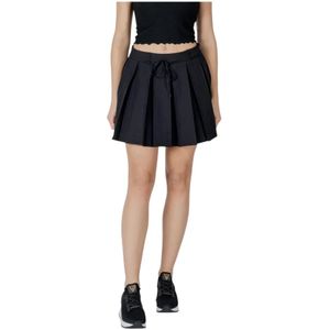 Only - Gekantelde Effen Rok - Zwart - Dames - Polyester