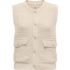 Only - Gilet - Beige - Katoen/Polyester/Metaal