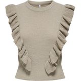 Only - Onlashley SL O-Neck KNT - T-Shirt - Grijs - Maat XL