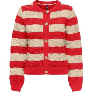 ONLY Gebreid vest 'ONLCRYSTAL'  beige / rood