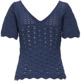 ONLY - Onlbecca Life Ss V-hals Top - Blauw - Katoen