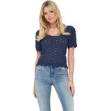 ONLY - Onlbecca Life Ss V-hals Top - Blauw - Katoen