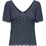 ONLY - Onlbecca Life Ss V-hals Top - Blauw - Katoen