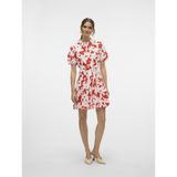 Blousejurk - V-Hals - 2/4 Mouwen - Knoopsluiting - Kort - Riem in Taille - Regular Fit