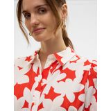 Blousejurk - V-Hals - 2/4 Mouwen - Knoopsluiting - Kort - Riem in Taille - Regular Fit