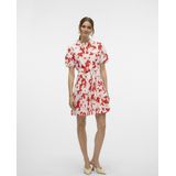 Blousejurk - V-Hals - 2/4 Mouwen - Knoopsluiting - Kort - Riem in Taille - Regular Fit