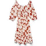 Vmdicthe - Midi-jurk - Bloemenprint - Regular Fit - Tot aan de Enkel - 3/4 Mouwen