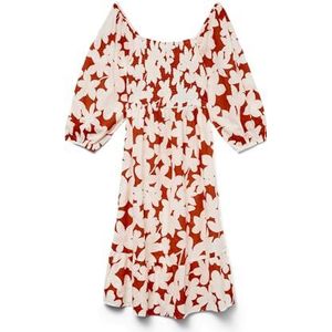 Vmdicthe - Midi-jurk - Bloemenprint - Regular Fit - Tot aan de Enkel - 3/4 Mouwen