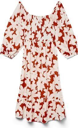 Vmdicthe - Midi-jurk - Bloemenprint - Regular Fit - Tot aan de Enkel - 3/4 Mouwen
