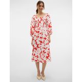 Vmdicthe - Midi-jurk - Bloemenprint - Regular Fit - Tot aan de Enkel - 3/4 Mouwen