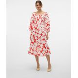 Vmdicthe - Midi-jurk - Bloemenprint - Regular Fit - Tot aan de Enkel - 3/4 Mouwen
