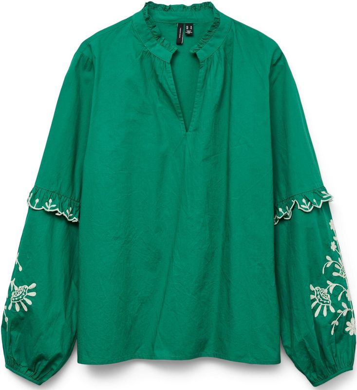VERO MODA Blouse 'VMNOEL'  smaragd / wit