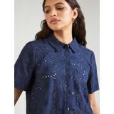 Vero Moda - Blouse - Blauw - Overhemdkraag - Korte Mouwen - Regular Fit