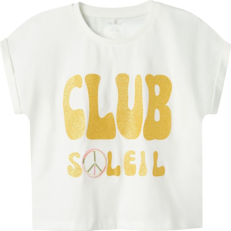 NAME IT - Nkfforva Ss Short Loose Top - Cloud Dancer - Katoen