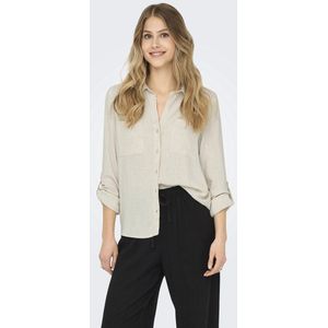 Only - Blouse - Zandkleurig - 80% Viscose 20% Linnen