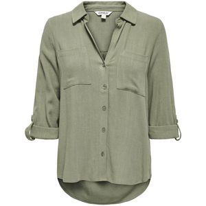 ONLY - ONLYASMIN-SIESTA - Blouse - Deep Lichen Green - Oversized Fit, Lange Mouwen, Knoopsluiting