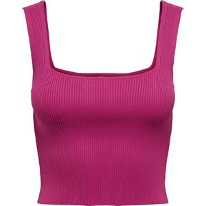 ONLY Dames Onltatianna Sl Cropped Square Neck KNT, Fuchsia Fedora, S