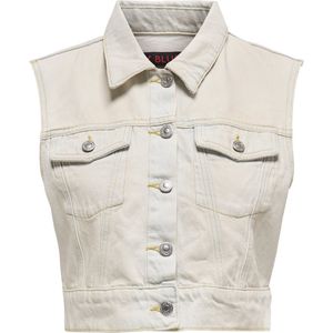 Only - Katoenen Gilet - Beige - 80% Katoen, Knoopsluiting