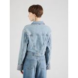 Only - Lichtblauwe Katoenen Jas - Dames - Kraag - Lange Mouwen