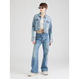 Only - Lichtblauwe Katoenen Jas - Dames - Kraag - Lange Mouwen