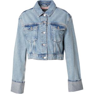 Only - Lichtblauwe Katoenen Jas - Dames - Kraag - Lange Mouwen