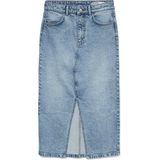 Spijkerrok - Blauw - 99% Katoen, 1% Elastaan - Hoge Taille, Split Voor