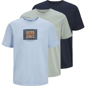 JACK JONES JJHUDSON TEE SS CREW NECK 3PK MP Heren T-shirt - Chambray Blue 1Chambray1Iceberg1Sky