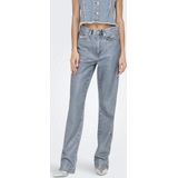 ONLY - Jeans - Blauw - Denim - 5-Pocket-Style, Ritssluiting, Acid Washed