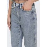 ONLY - Jeans - Blauw - Denim - 5-Pocket-Style, Ritssluiting, Acid Washed