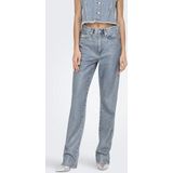ONLY - Jeans - Blauw - Denim - 5-Pocket-Style, Ritssluiting, Acid Washed