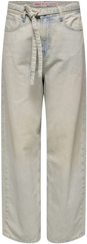 Jeans - Effen - Denim - Ripped - Wide Leg - Mid Waist