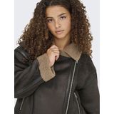 Only - Kendra - Leren Jasje - Capuchon - Asymmetrische Ritssluiting