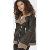 Only - Kendra - Leren Jasje - Capuchon - Asymmetrische Ritssluiting