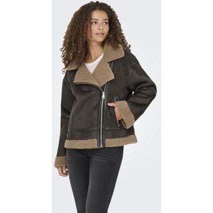 Only - Kendra - Leren Jasje - Capuchon - Asymmetrische Ritssluiting