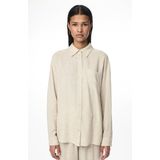 Pieces - Birch Melange Blouse - Melange - 70% Viscose 30% Linnen