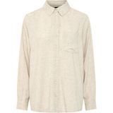 Pieces - Birch Melange Blouse - Melange - 70% Viscose 30% Linnen