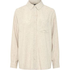 Pieces - Birch Melange Blouse - Melange - 70% Viscose 30% Linnen