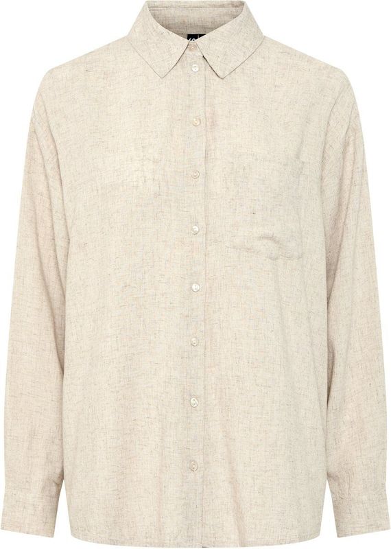 Pieces - Birch Melange Blouse - Melange - 70% Viscose 30% Linnen