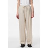 Pieces - Pcpia Hw Wide Pants - Pantalons - Birch/Melange - 70% Viscose 30% Linnen