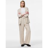 Pieces - Pcpia Hw Wide Pants - Pantalons - Birch/Melange - 70% Viscose 30% Linnen