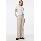 Pieces - Pcpia Hw Wide Pants - Pantalons - Birch/Melange - 70% Viscose 30% Linnen