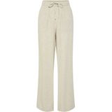 Pieces - Pcpia Hw Wide Pants - Pantalons - Birch/Melange - 70% Viscose 30% Linnen