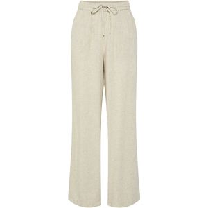 Pieces - Pcpia Hw Wide Pants - Pantalons - Birch/Melange - 70% Viscose 30% Linnen