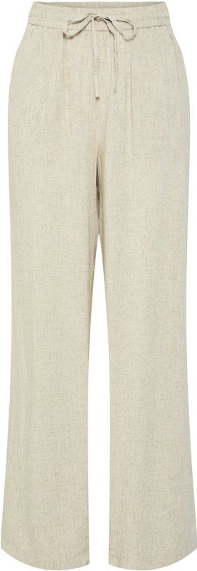 Pieces - Pcpia Hw Wide Pants - Pantalons - Birch/Melange - 70% Viscose 30% Linnen