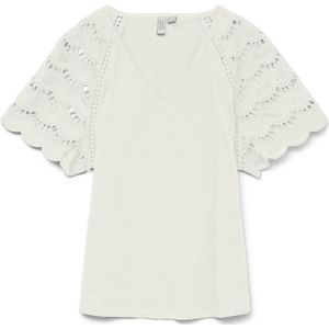 Vmblasy - Blouse - Korte Mouwen - V-Hals - Regular Fit - Kanten Detail