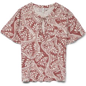 VERO MODA - VMBALI - Blouse - Marsala - V-Hals, Korte Mouwen, Regular Fit