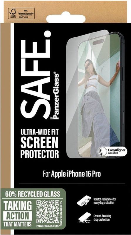 SAFE. by PanzerGlass® Displayschutz für iPhone 16 Pro - Ultra-Wide Fit