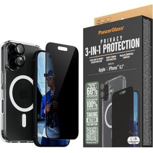 PanzerGlass® 3-in-1 Privacy Protection Schutzset für iPhone 16