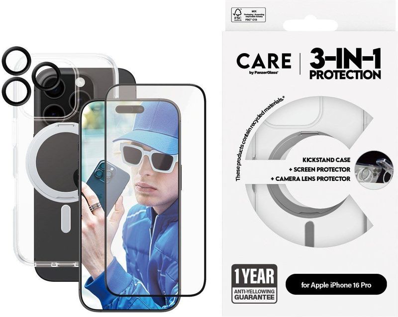 CARE by PanzerGlass® Feature 3-in-1 Ceramic Schutzset für  iPhone 16 Pro