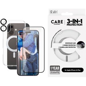 Panzerglass CARE by ® Feature 3-in-1 Ceramic Bundle iPhone 16 Plus mobiele telefoon behuizingen Hoes Transparant